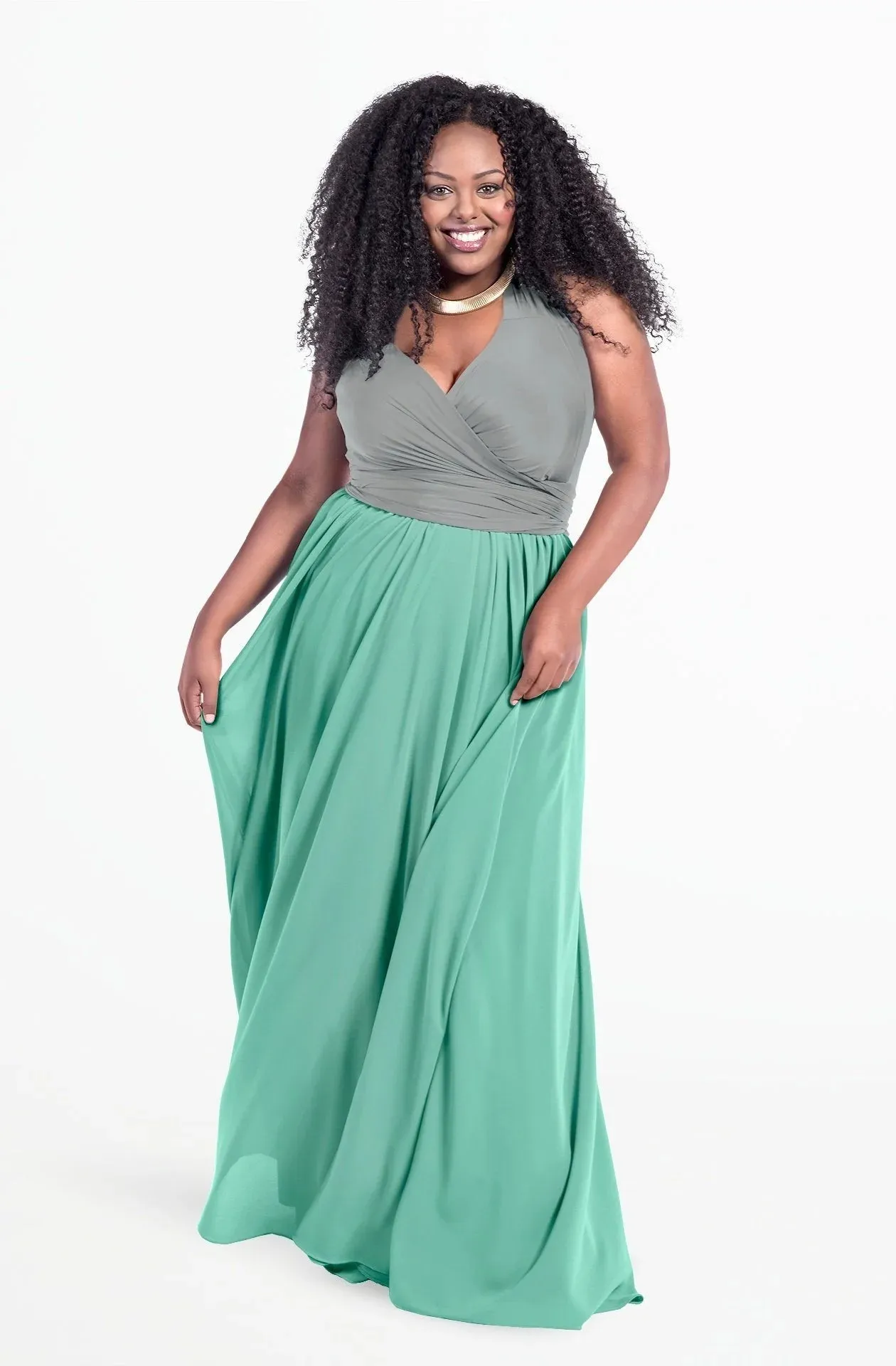 Hana Maxi Chiffon Tiffany Blue / Plus Size - Convertible Long Skirt - Stylish Travel Maxi Dress