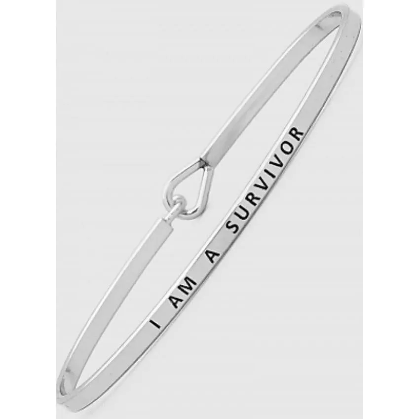 I Am A Survivor Thin Metal Hook Bracelet