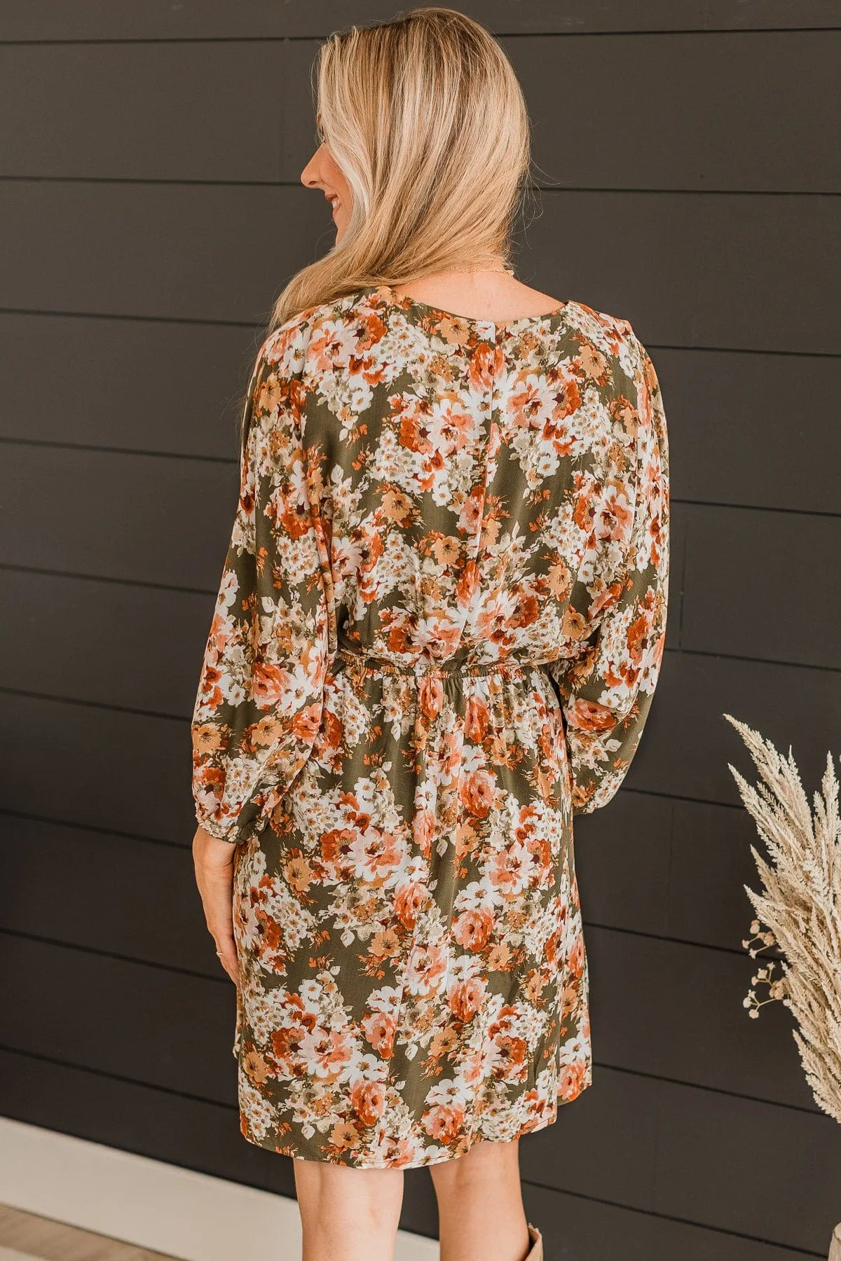 Impeccably Dressed Floral Dress- Olive