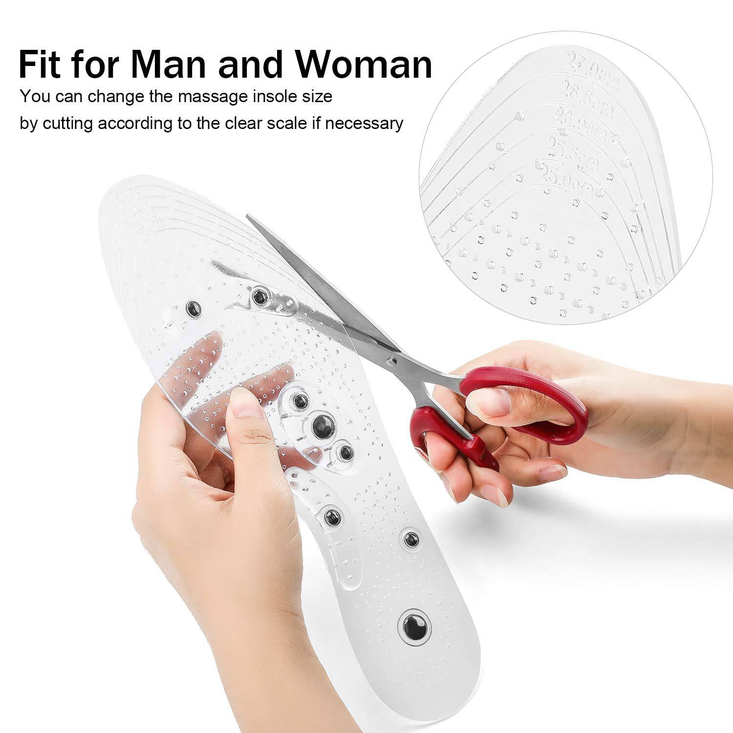 Insoles for Women & Men Cuttable Acupressure Magnetic Massage