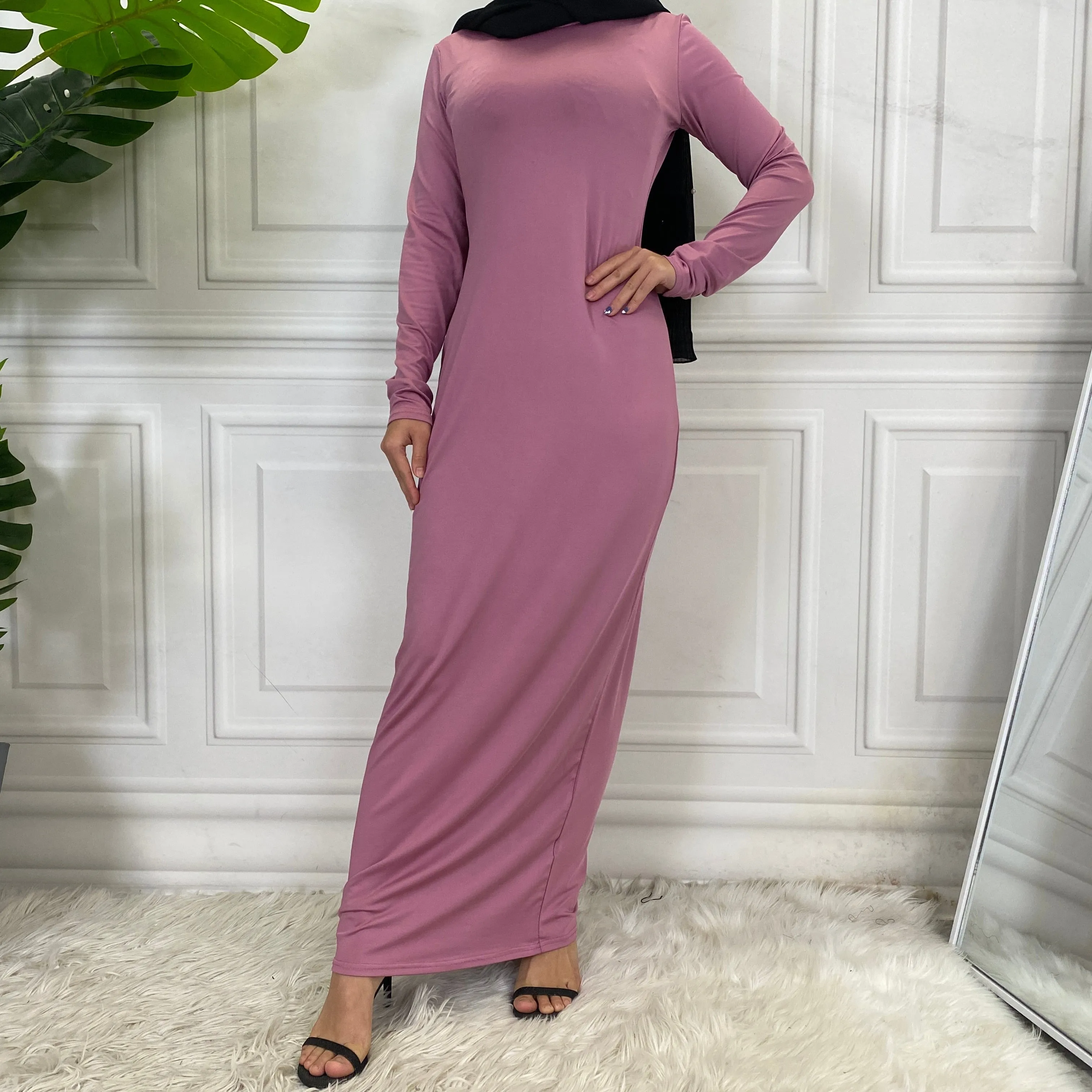 Islamic Abaya Long Sleeve Maxi Slim Inner Dress