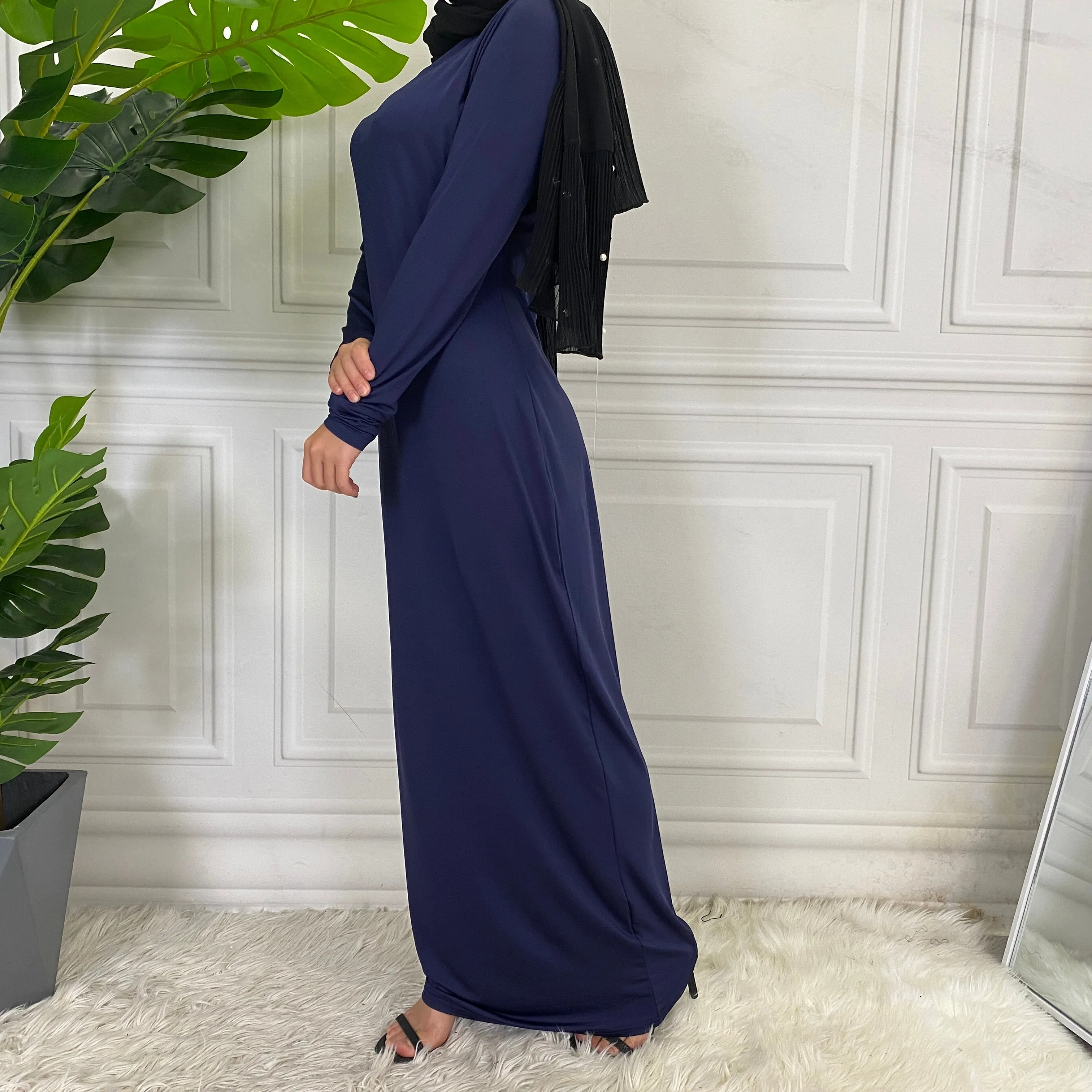 Islamic Abaya Long Sleeve Maxi Slim Inner Dress