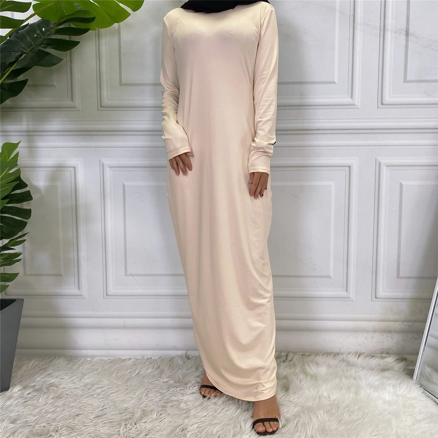 Islamic Abaya Long Sleeve Maxi Slim Inner Dress