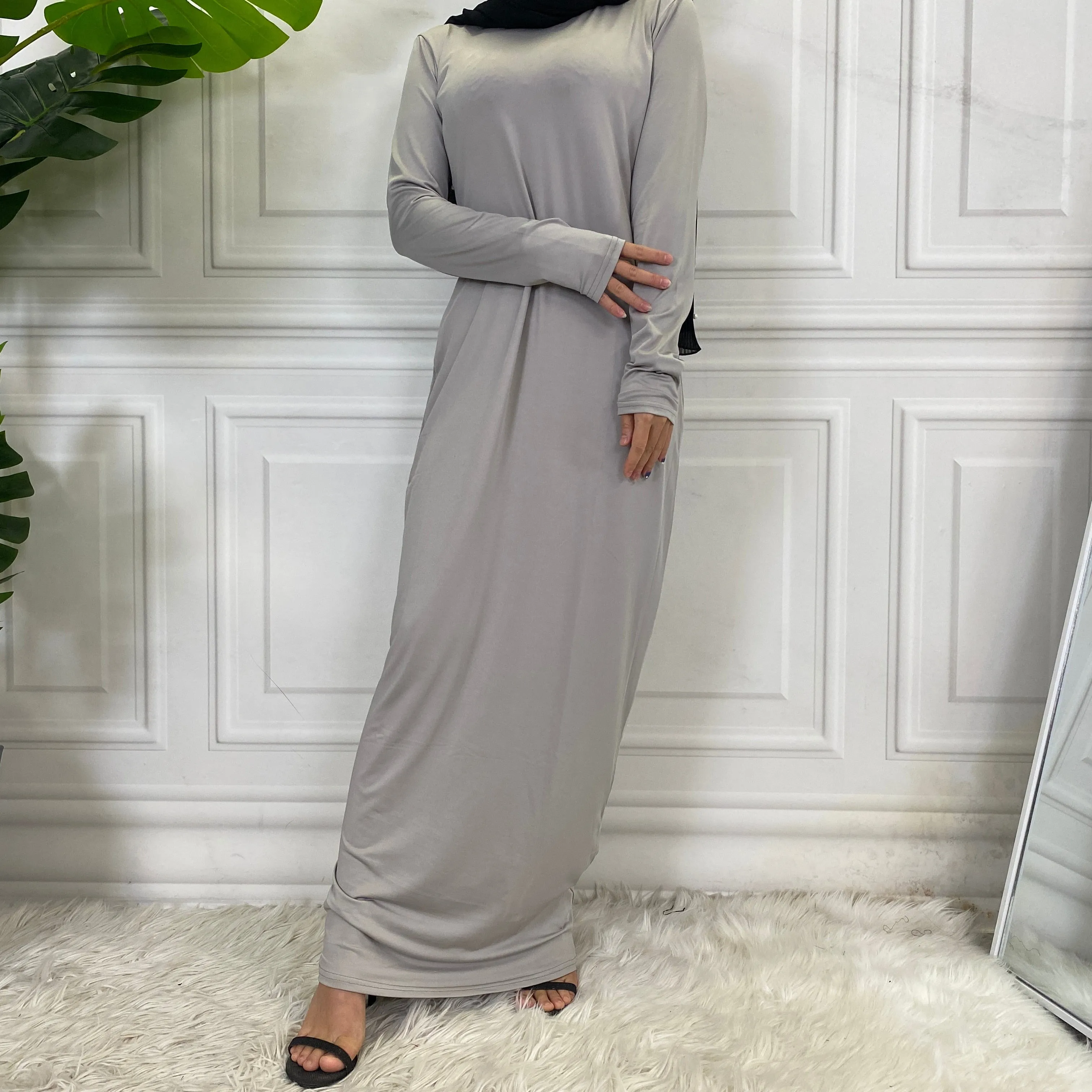 Islamic Abaya Long Sleeve Maxi Slim Inner Dress