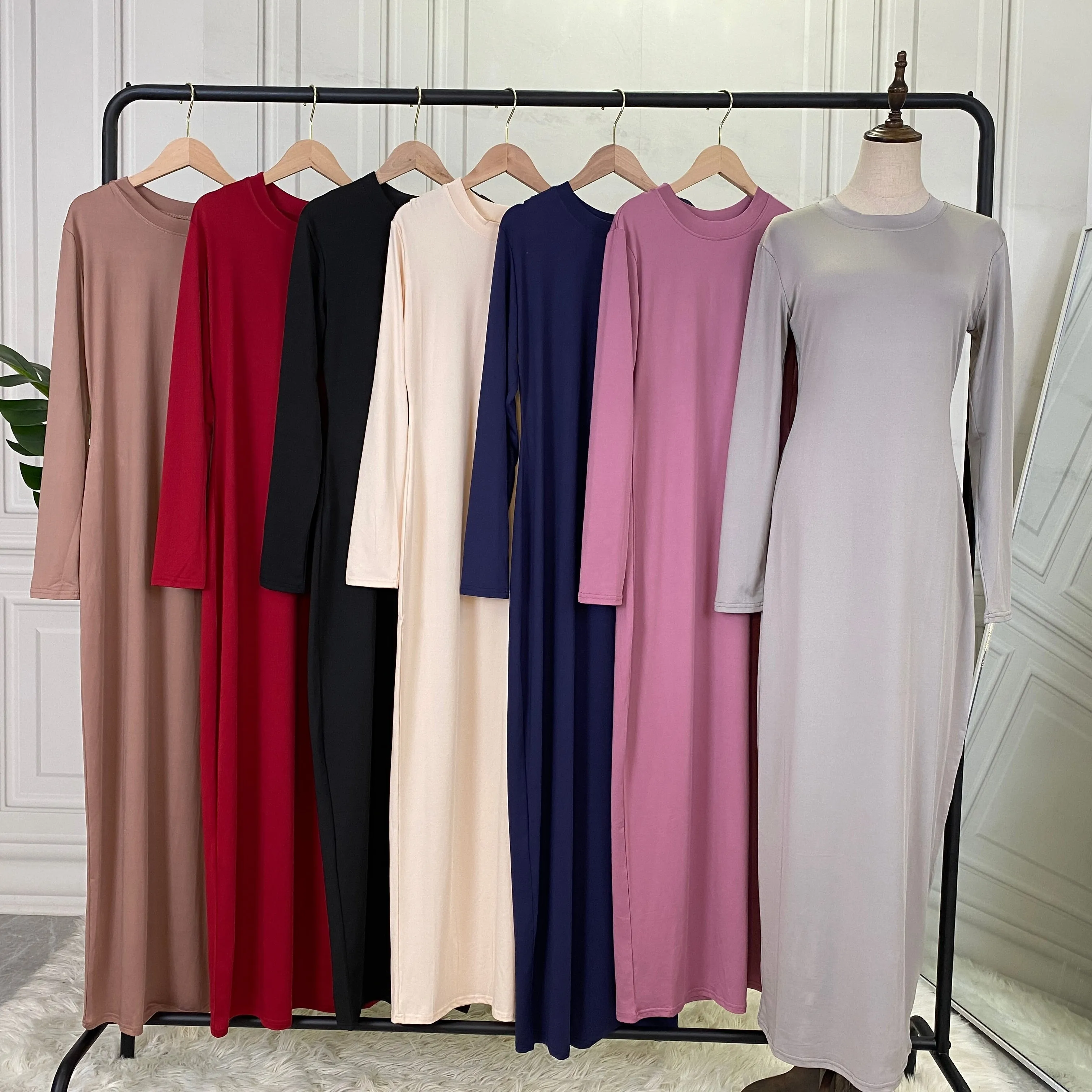 Islamic Abaya Long Sleeve Maxi Slim Inner Dress