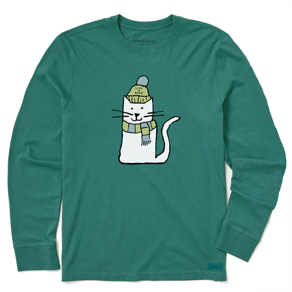 Kids Quirky Warmly Dressed Cat Long Sleeve Crusher Tee