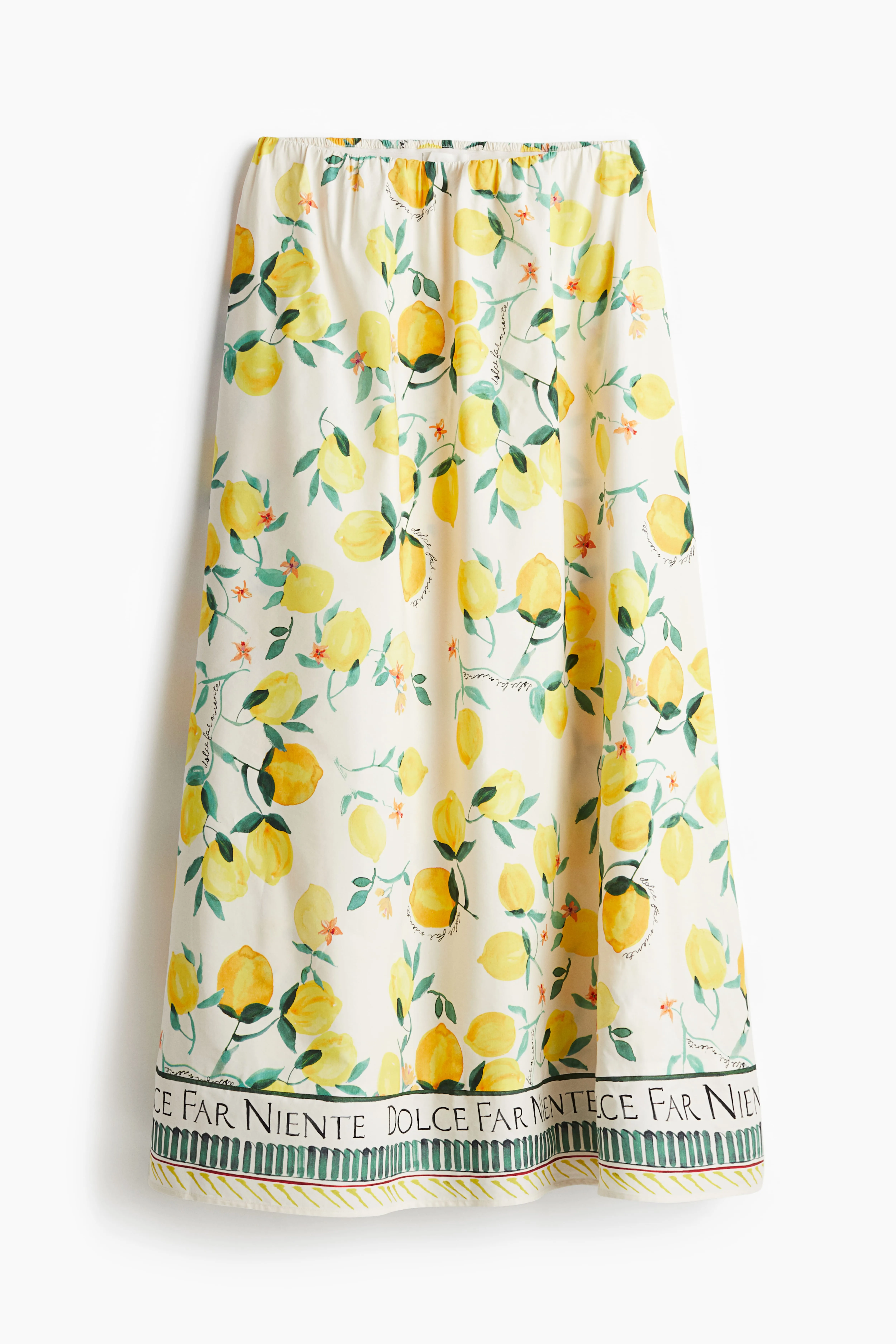 Linen-blend maxi skirt - High waist - Maxi - Cream/Lemons - Ladies | H&M GB