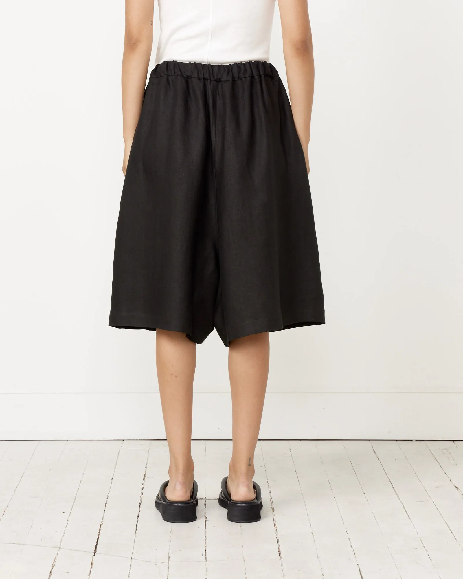 Linen Maxi Bermuda in Black