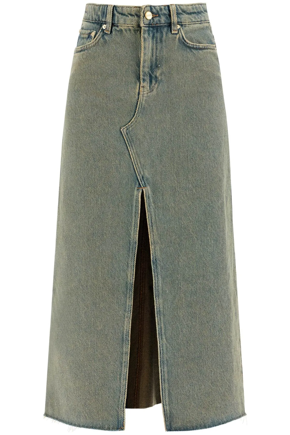 long overdyed denim maxi skirt J1477 SHITAKE