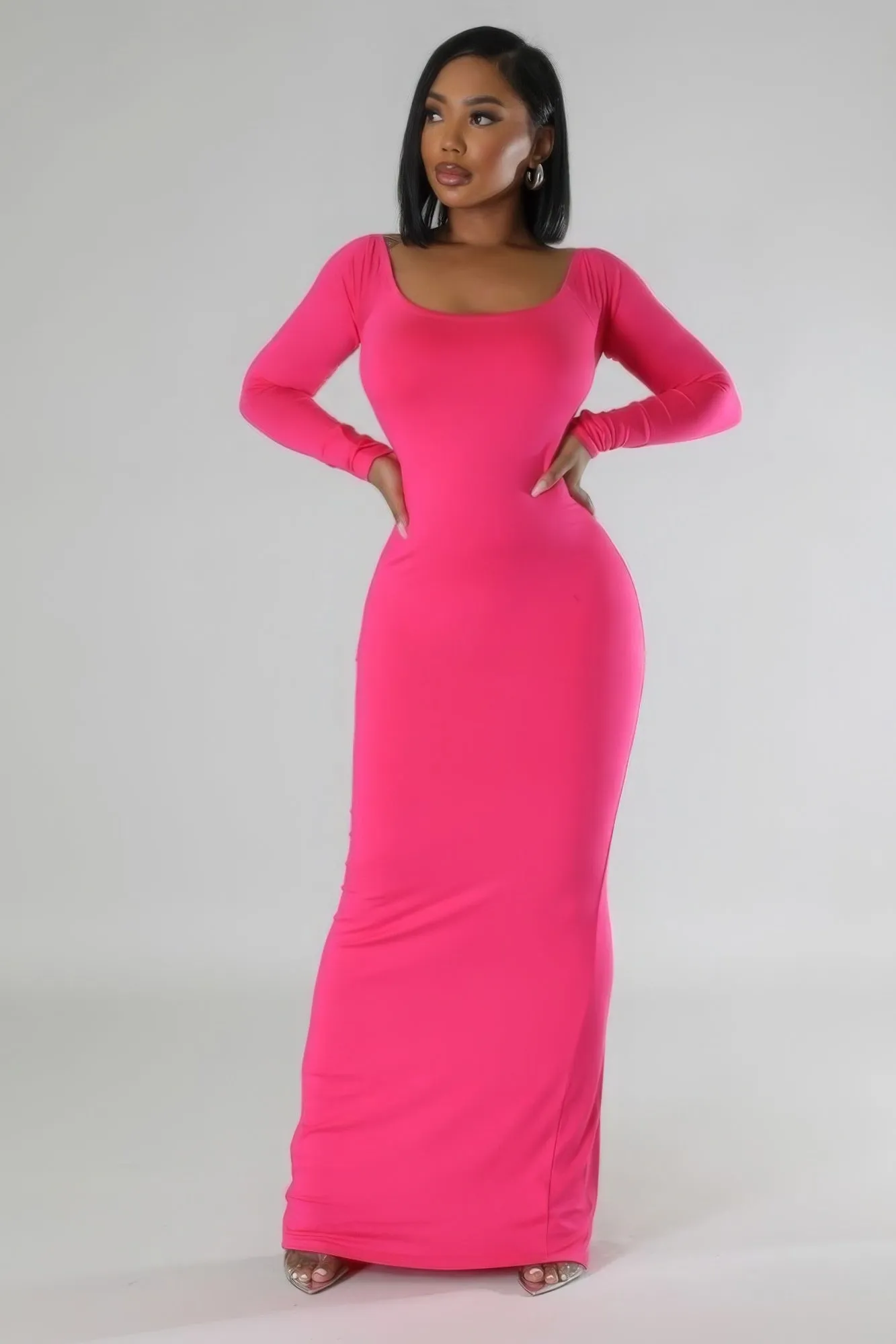 Long Sleeve Open Back Maxi Dress