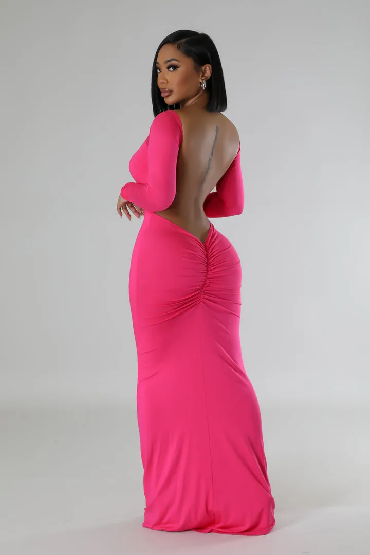 Long Sleeve Open Back Maxi Dress