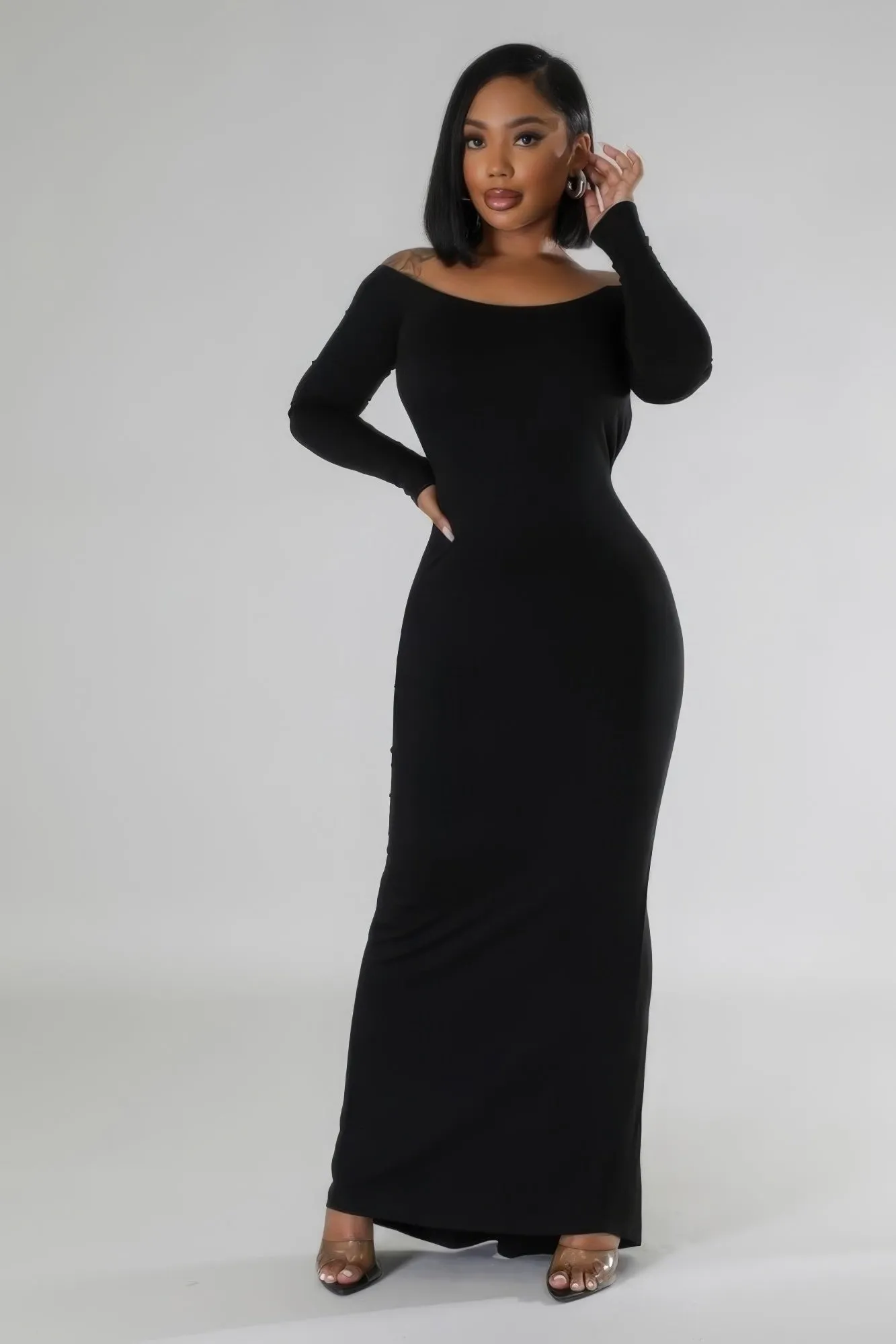 Long Sleeve Open Back Maxi Dress