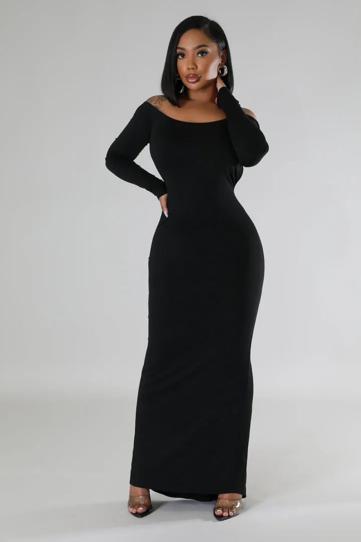 Long Sleeve Open Back Maxi Dress