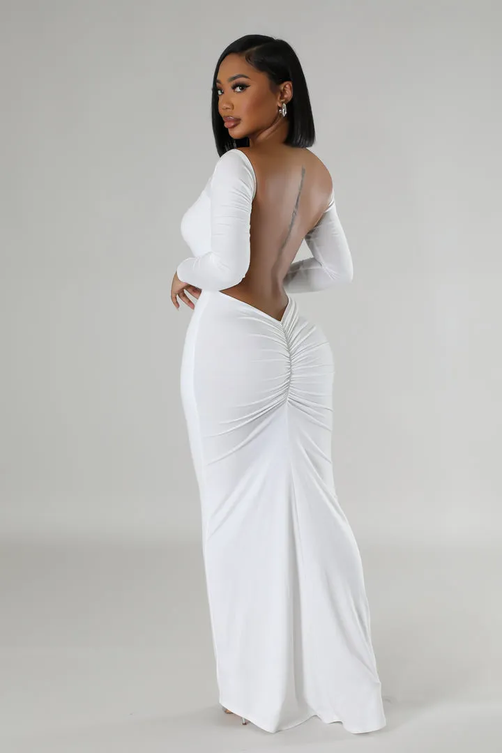 Long Sleeve Open Back Maxi Dress