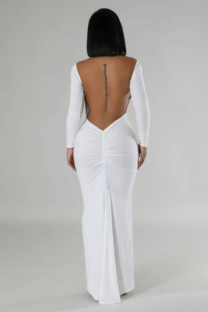 Long Sleeve Open Back Maxi Dress