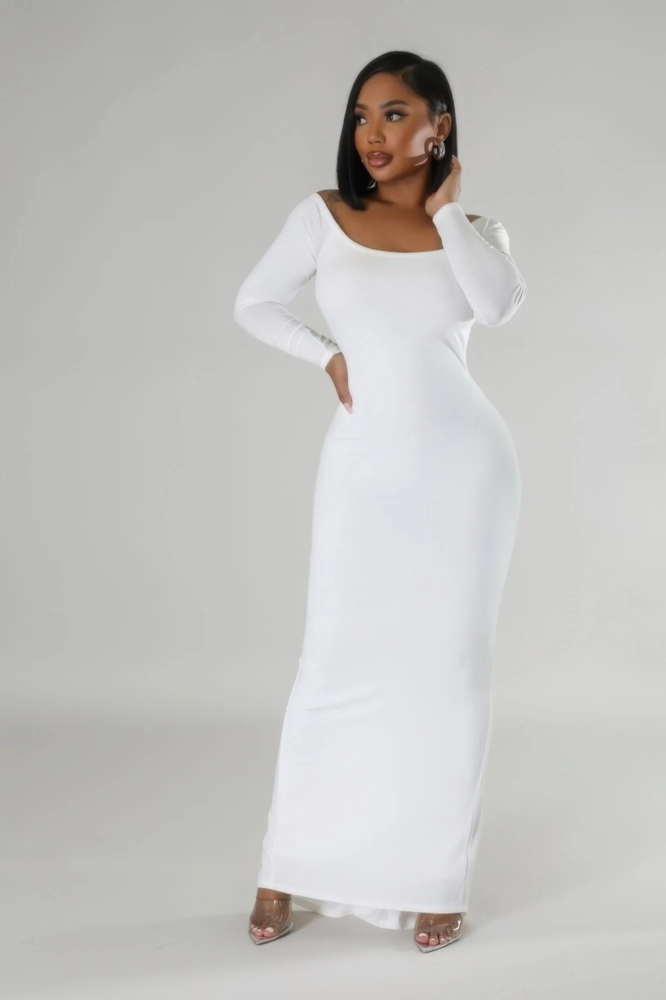 Long Sleeve Open Back Maxi Dress