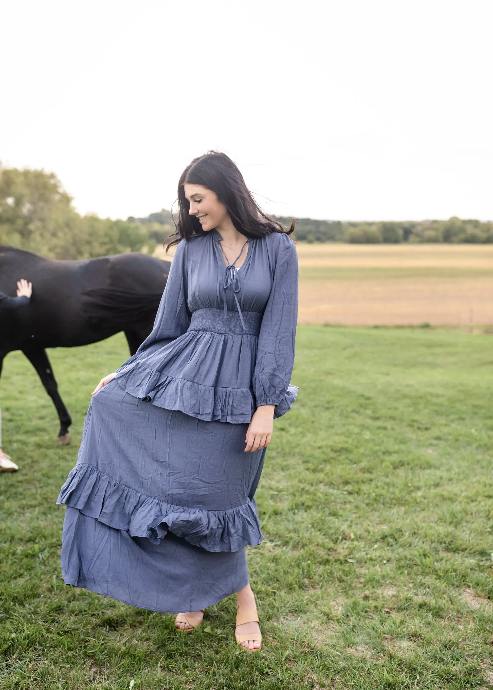 Long Sleeve Smocked Waist Tiered Maxi Dress