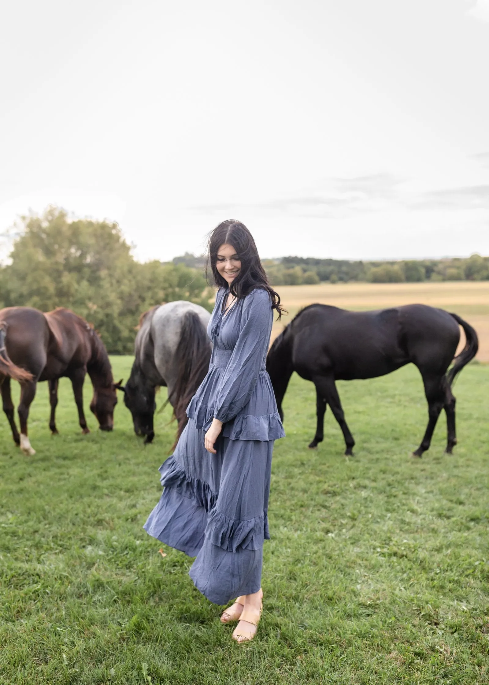 Long Sleeve Smocked Waist Tiered Maxi Dress