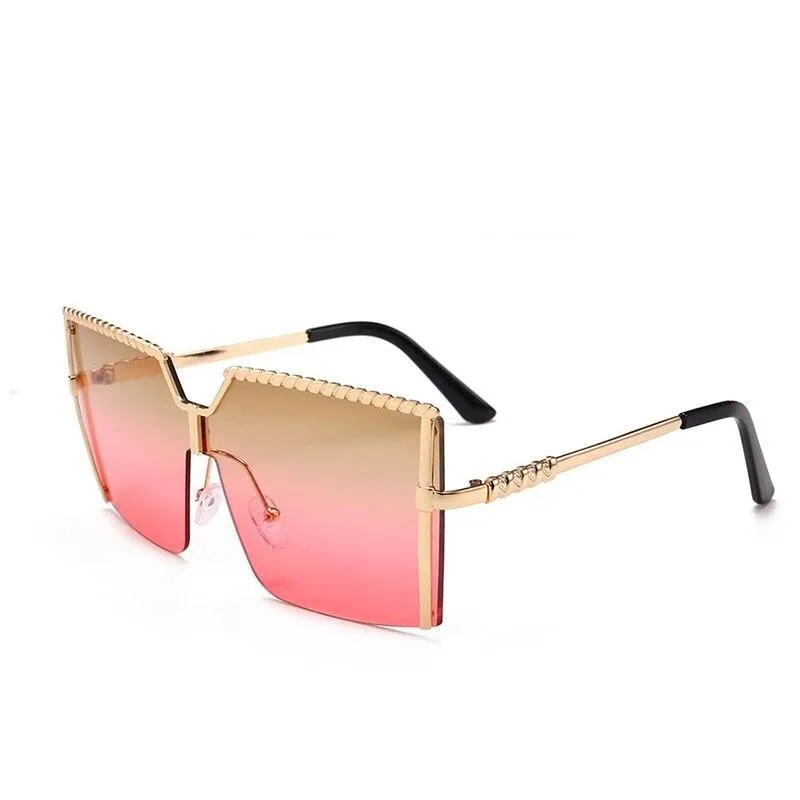 Luxury Shade Square Oversized Alloy Frame Sunglasses for Women