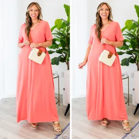 Makin' Waves Maxi Dress, Deep Coral