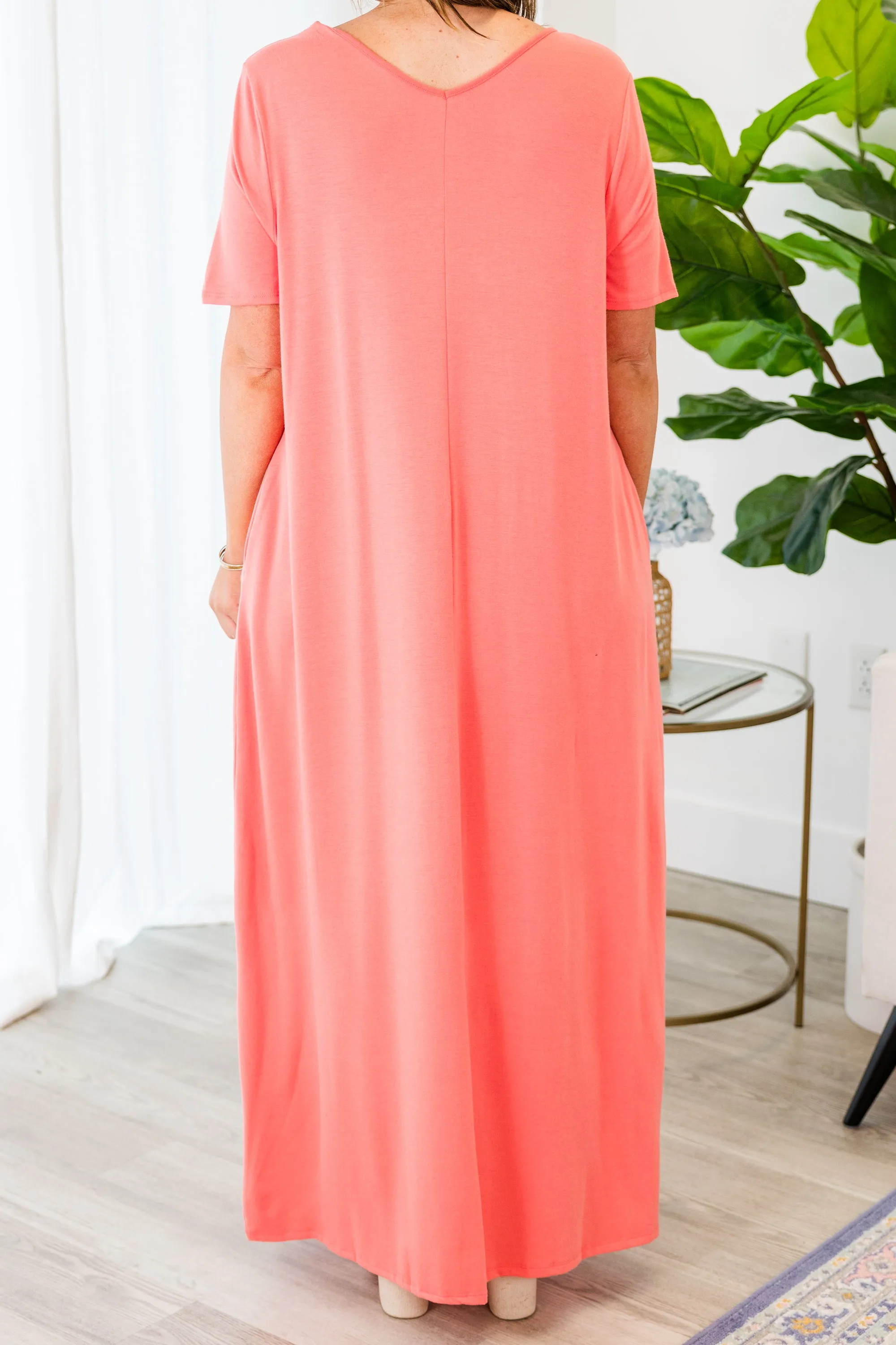 Makin' Waves Maxi Dress, Deep Coral