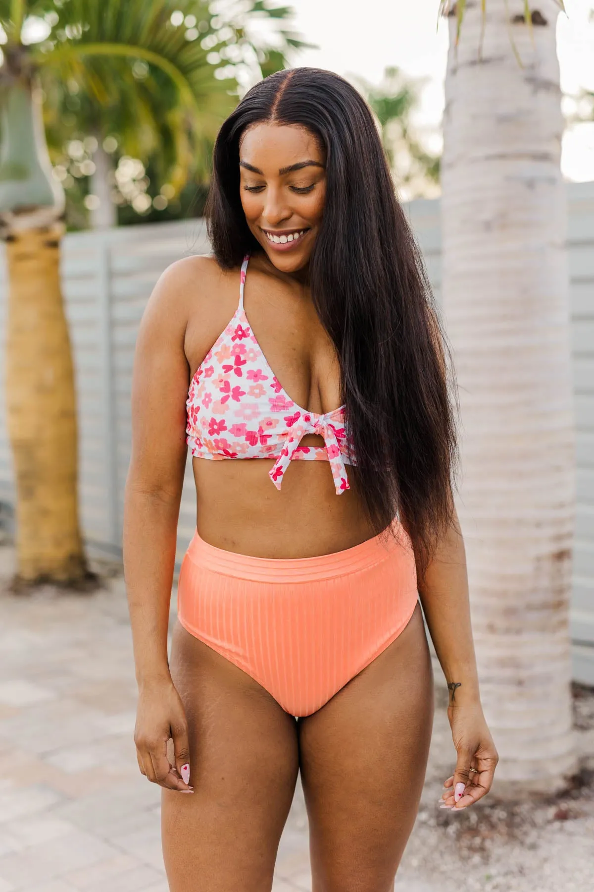 Making Waves High-Rise Swim Bottoms- Sherbert