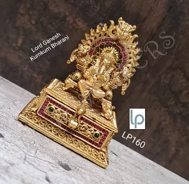 Matt Gold Finish Lord Ganesha Kumkum Barani/Kumkum Cheppu /Sindoor Cheppu for Women-SAY001GKM