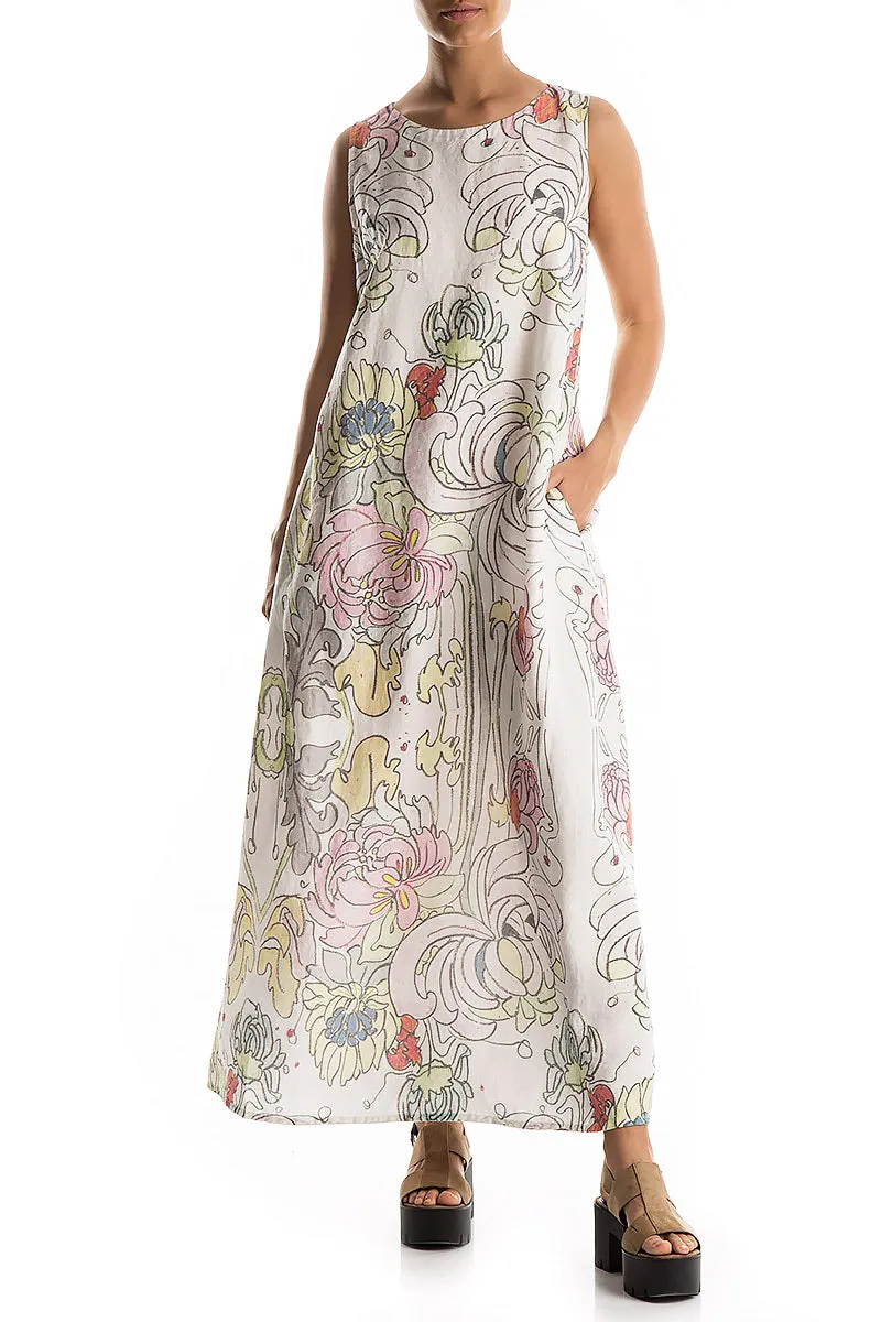 Maxi Floral Linen Dress