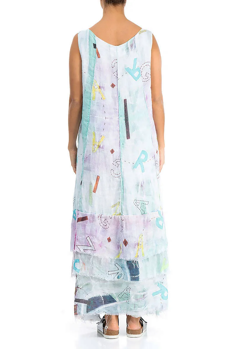 Maxi Graffiti Gauze Linen Dress