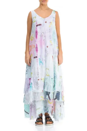 Maxi Graffiti Gauze Linen Dress