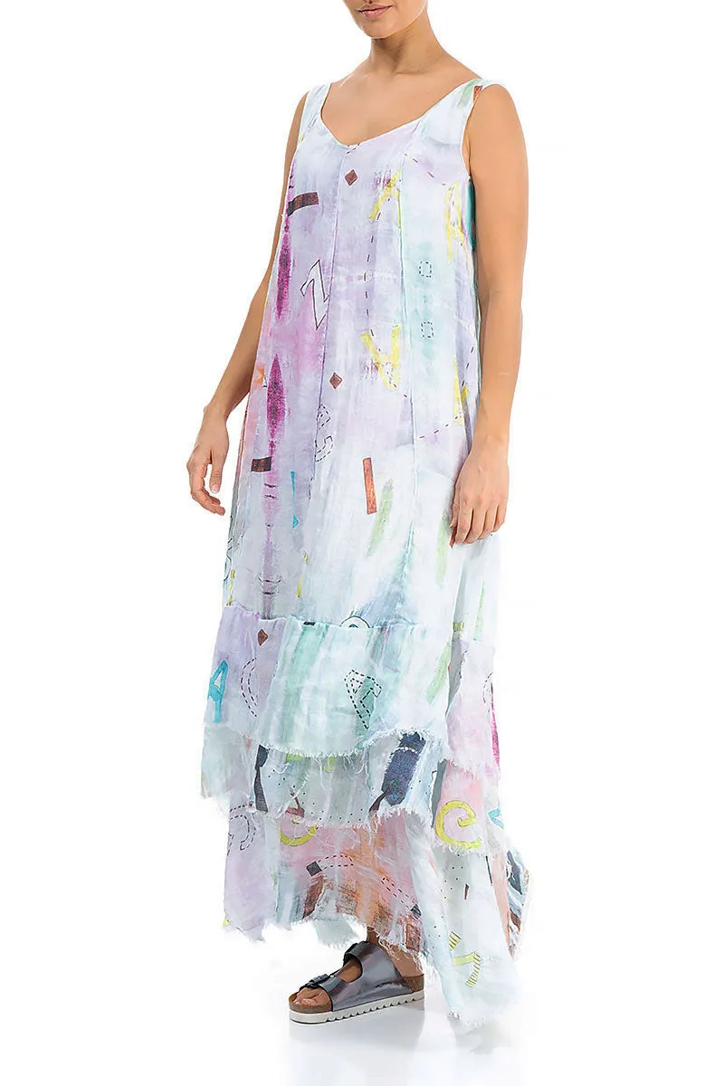 Maxi Graffiti Gauze Linen Dress