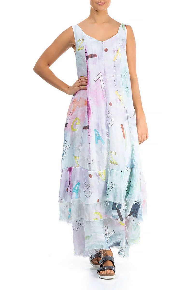 Maxi Graffiti Gauze Linen Dress