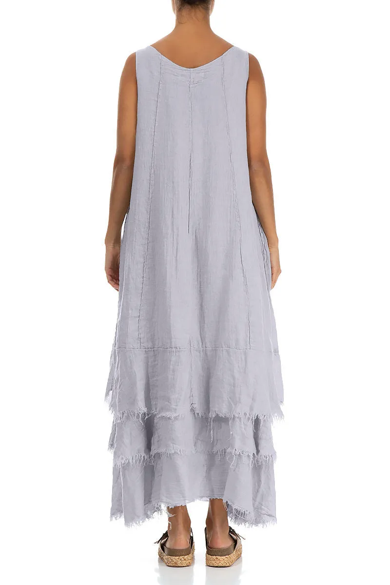 Maxi Lilac Grey Gauze Linen Dress