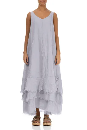 Maxi Lilac Grey Gauze Linen Dress