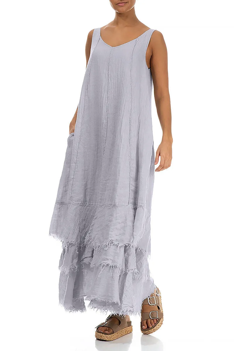 Maxi Lilac Grey Gauze Linen Dress