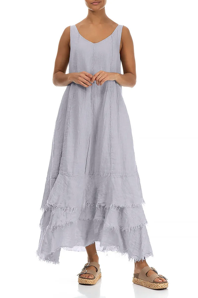 Maxi Lilac Grey Gauze Linen Dress