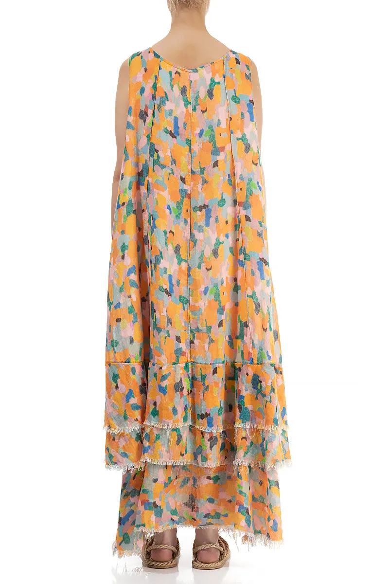 Maxi Orange Burst Gauze Linen Dress