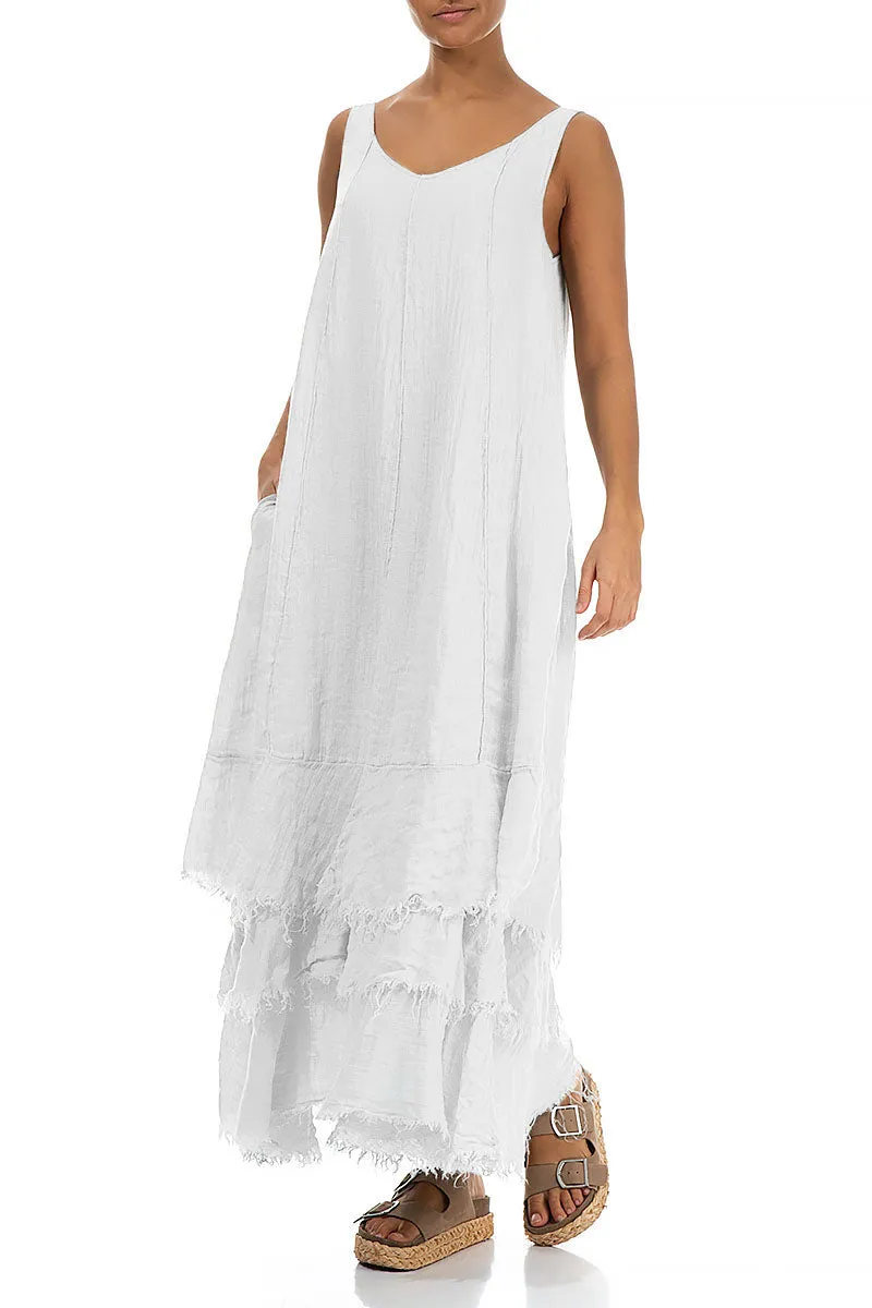 Maxi Pure White Gauze Linen Dress