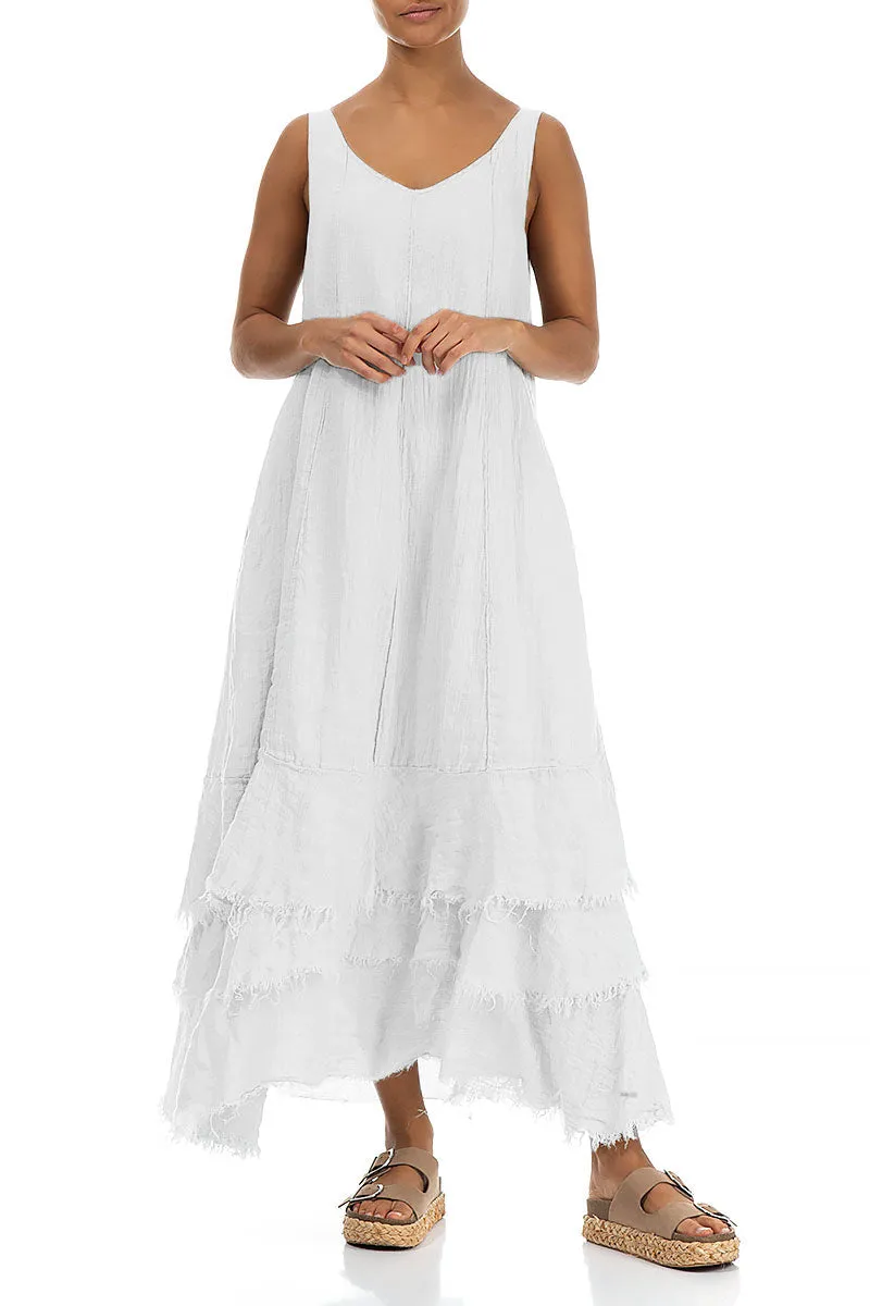 Maxi Pure White Gauze Linen Dress