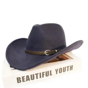 Men and Women Wool Leather Band Wide Brim Western Cowboy Hat