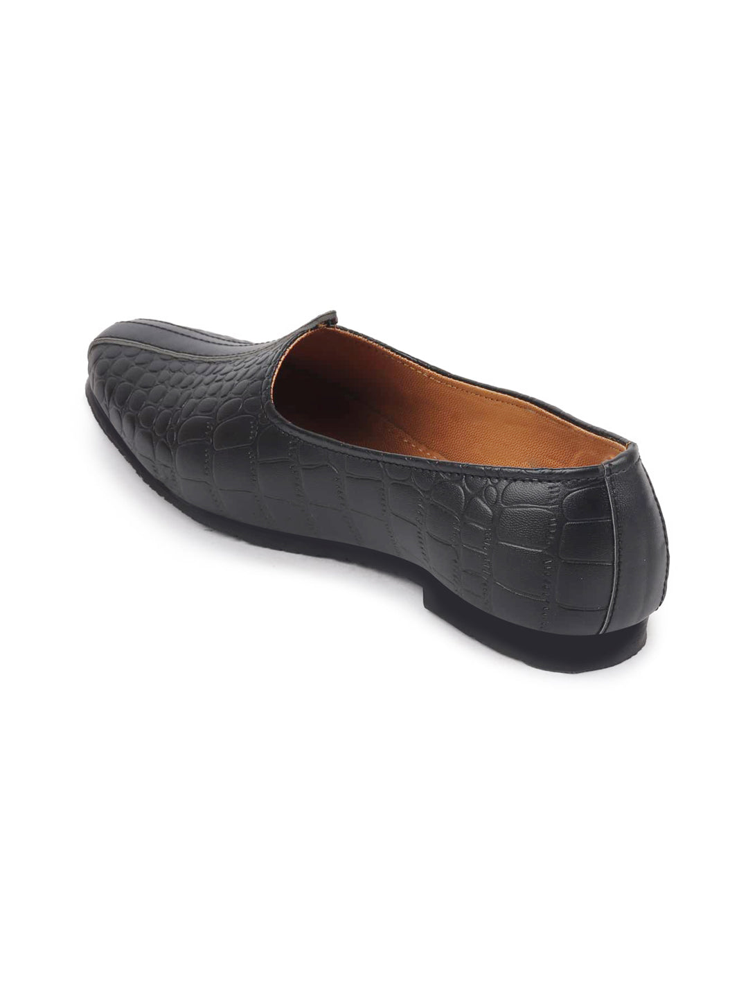 Men Black Ethnic Slip-On Juttis