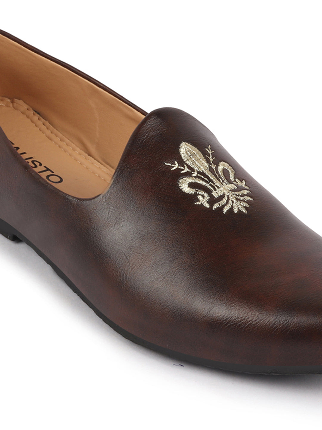 Men Brown Ethnic Slip-On Juttis