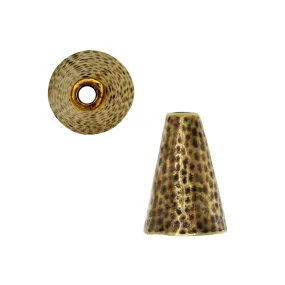 Metal Bead, Hammertone Cone 16mm Brass Oxide Finish, by TierraCast (2 Pieces)