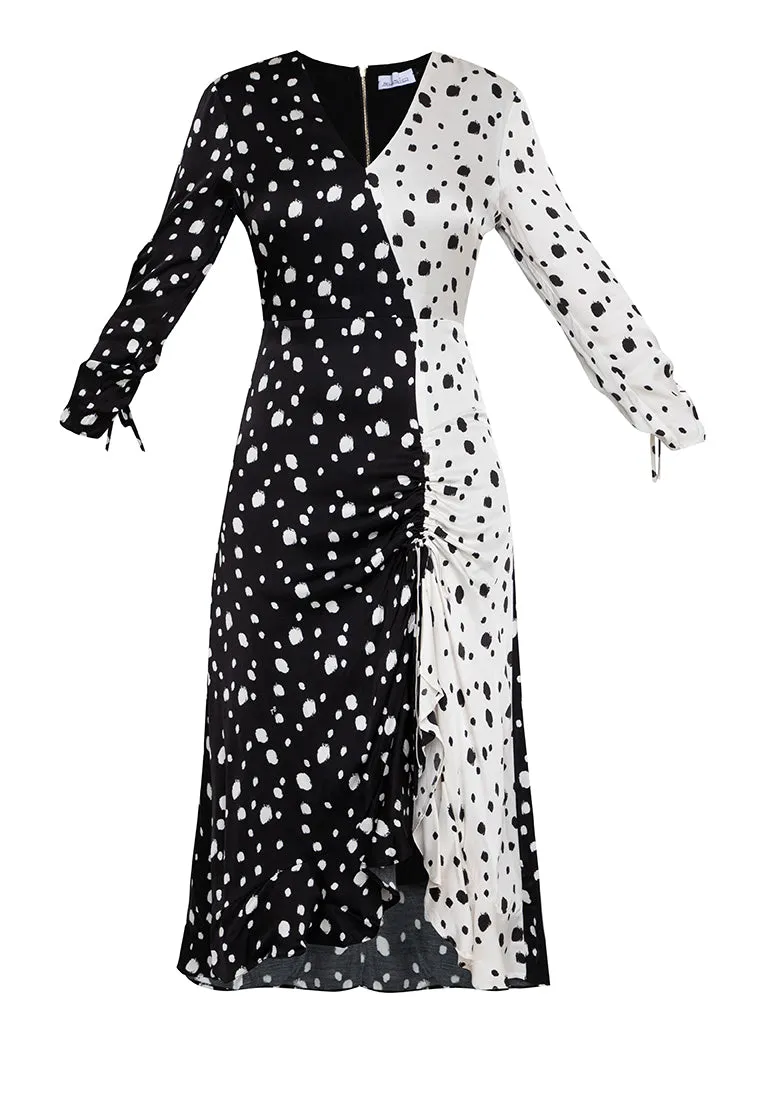 Millie Polka Dotted Long Sleeve Maxi Dress