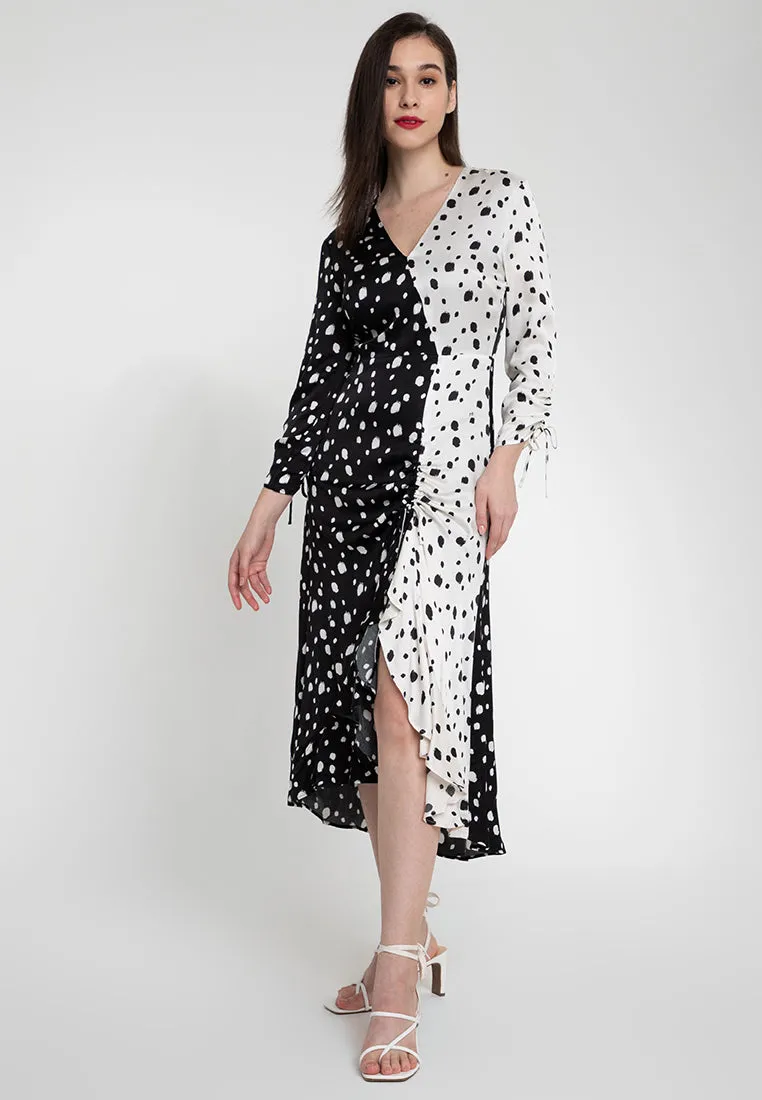 Millie Polka Dotted Long Sleeve Maxi Dress