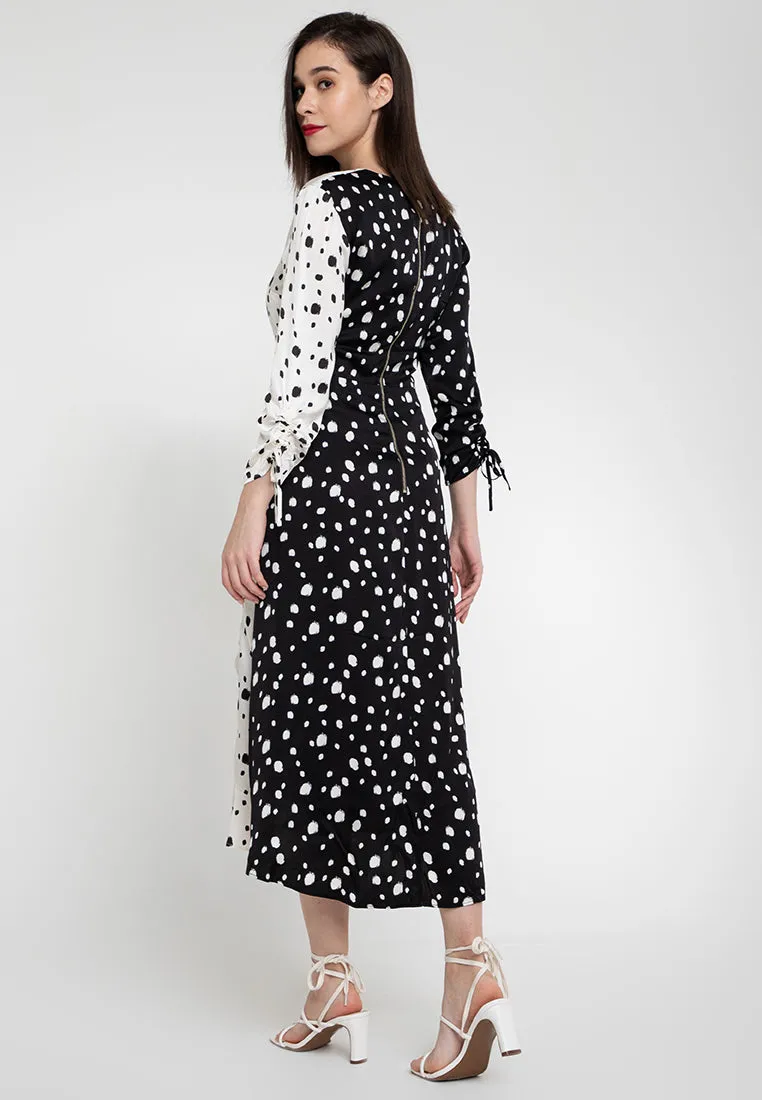 Millie Polka Dotted Long Sleeve Maxi Dress