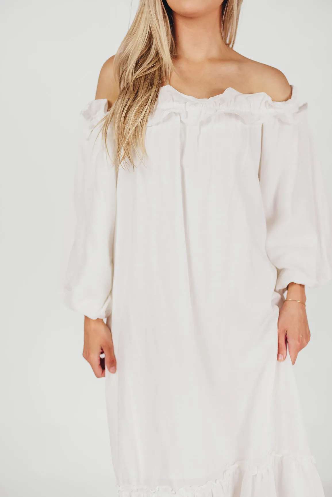 Moira Linen-Blend Ruffled Maxi Dress in White