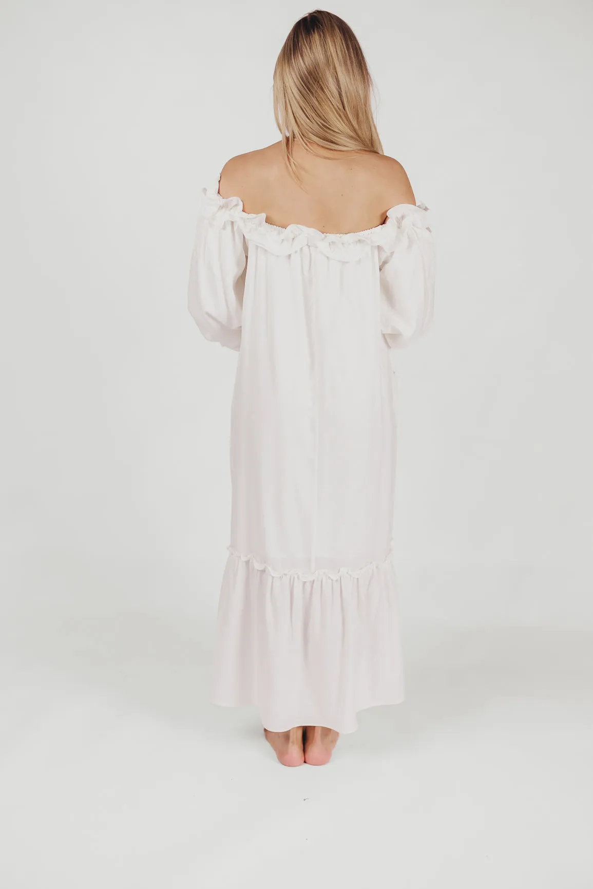 Moira Linen-Blend Ruffled Maxi Dress in White