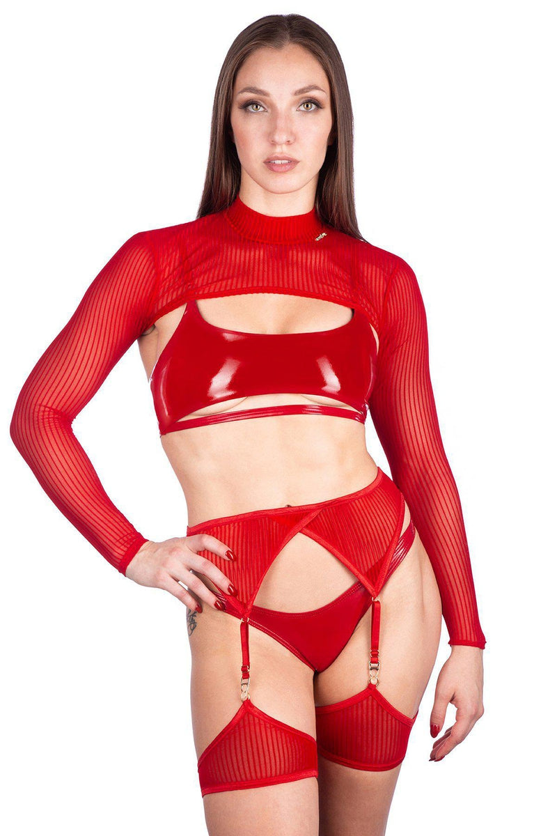 Naughty Thoughts Sinner Vinyl Underboob Top - Red