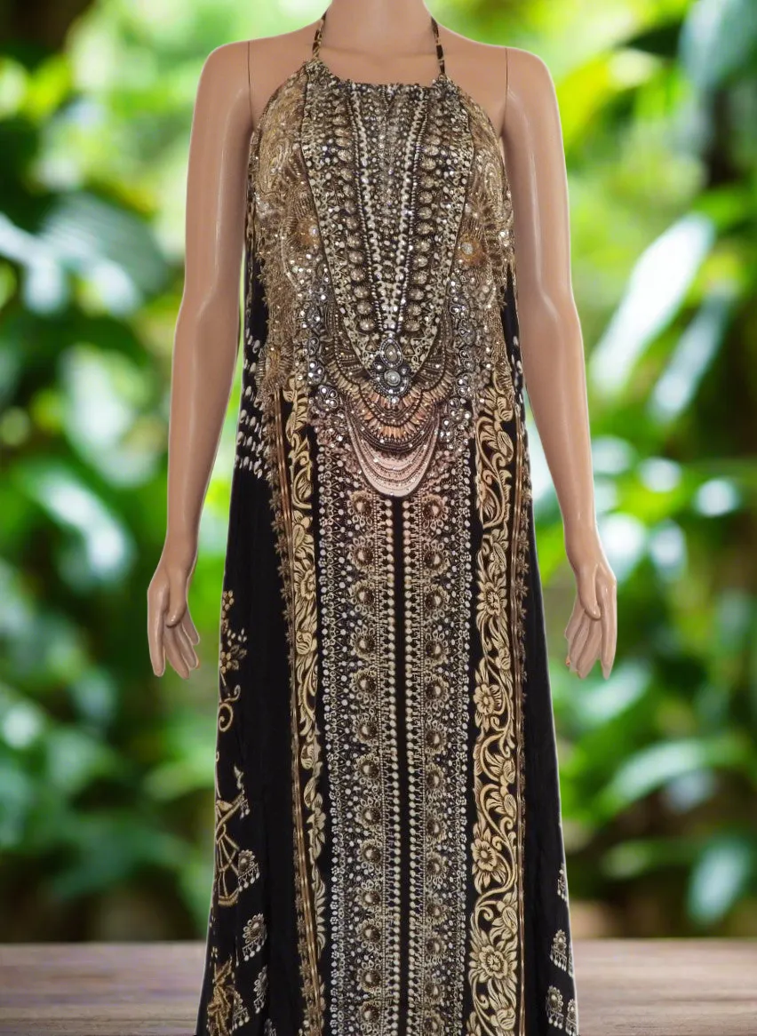 Necklace Long Maxi Dress-Glitz Glam-Black